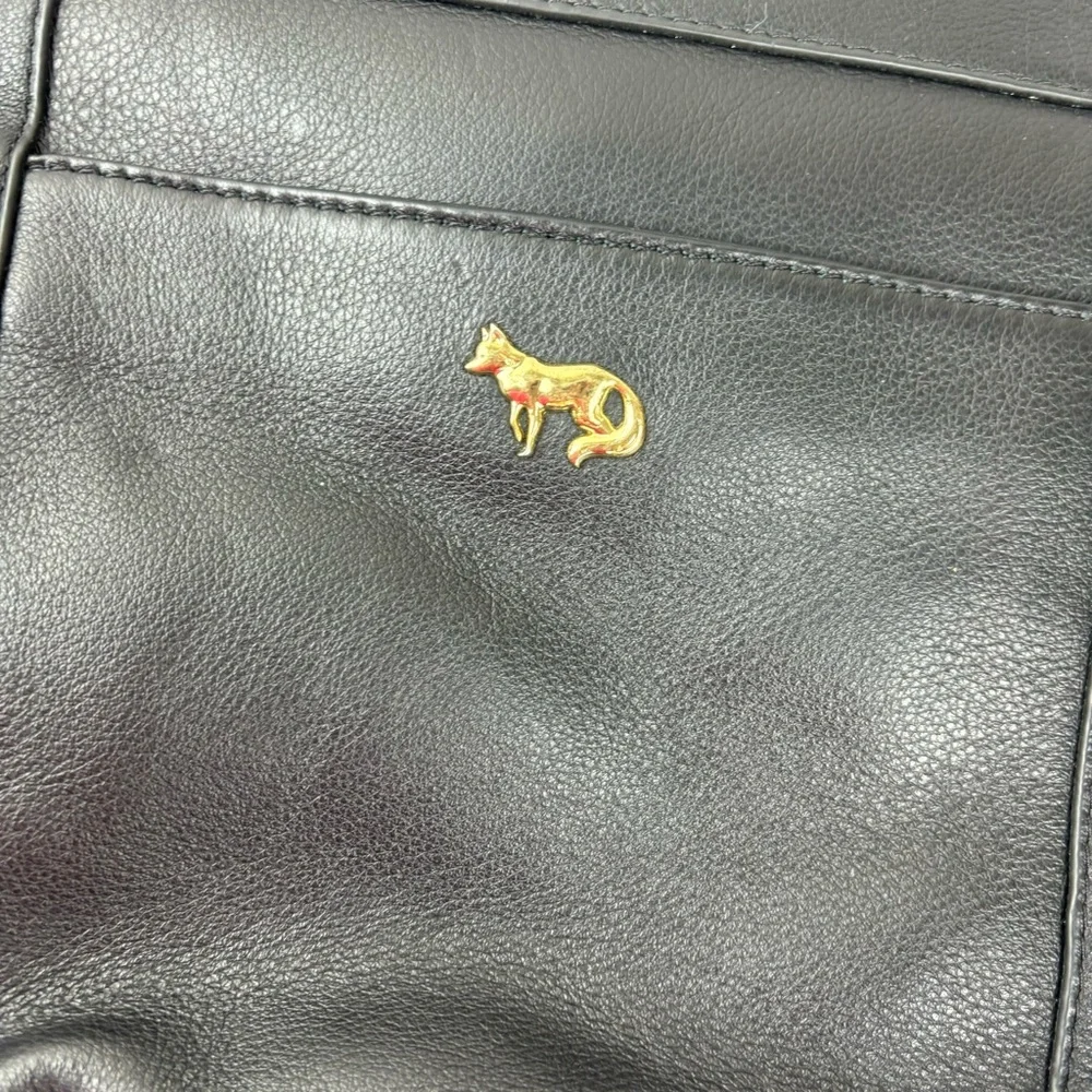 Emma Fox black leather bag/crossbody strap/cheetah animal print accent-EUC - Picture 4 of 15